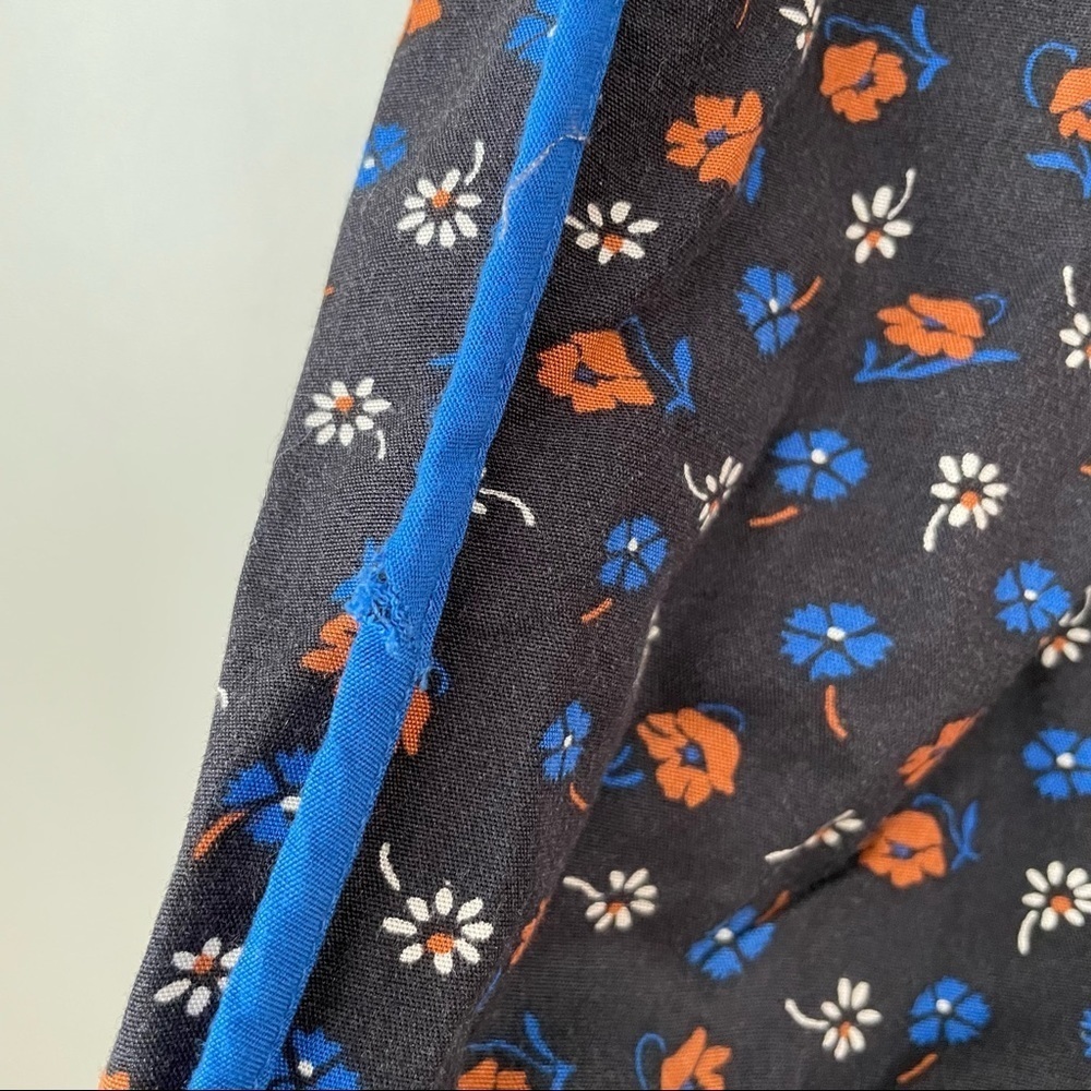 Madewell Prairie Posies Black Floral Cobalt Blue Piping Track Trousers - Picture 9 of 11
